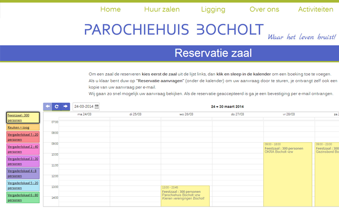 Parochiehuis Bocholt  : ERP online planningmodule